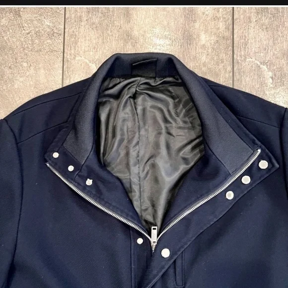 Zara Men's Navy Blue Coat size (xl) euro 44, like new - Picture 4 of 10